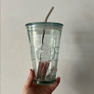 Starbucks Transparent Glass Tumbler with Straw